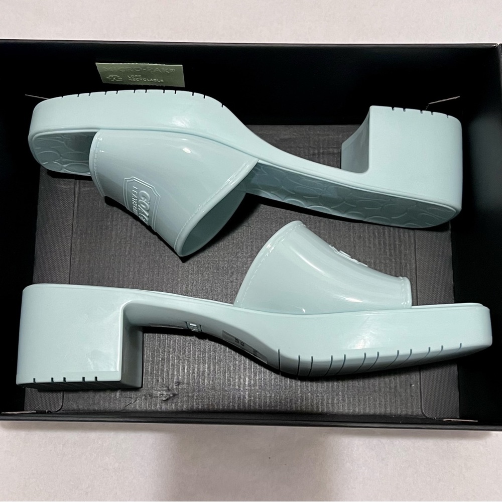 Coach Scarlett Rubber Block Heel Sandals Size 10 Sea Mist (Green/Blue) - Picture 11 of 13